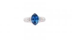GIA Certified 4 Carat Marquise Cut Ceylon Sapphire Diamond Platinum Ring - 3509871
