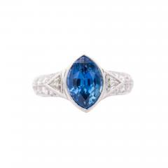 GIA Certified 4 Carat Marquise Cut Ceylon Sapphire Diamond Platinum Ring - 3570394