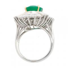 GIA Certified 4 Carat Oval Cut No Oil Emerald and Diamond Halo Cocktail Ring - 3552619