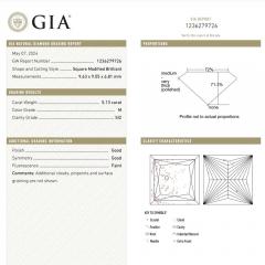 GIA Certified 5 13 Carat Princess Cut M SI2 Diamond Solitaire Engagement Ring - 3974399