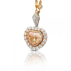 GIA Certified 5 78 Carat Fancy Color Shield Cut Diamond Pendant Necklace - 3772470