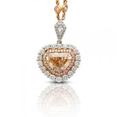 GIA Certified 5 78 Carat Fancy Color Shield Cut Diamond Pendant Necklace - 3772473