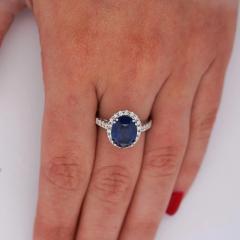 GIA Certified 6 01 Carat Sapphire Diamond in Halo Engagement Ring - 3991472