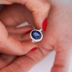 GIA Certified 6 01 Carat Sapphire Diamond in Halo Engagement Ring - 3991474