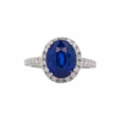 GIA Certified 6 01 Carat Sapphire Diamond in Halo Engagement Ring - 3993436