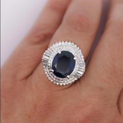 GIA Certified 6 75 Carat Oval Blue Sapphire and Diamond Ballerina Ring - 3843103