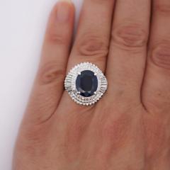 GIA Certified 6 75 Carat Oval Blue Sapphire and Diamond Ballerina Ring - 3843104