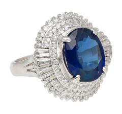 GIA Certified 6 75 Carat Oval Blue Sapphire and Diamond Ballerina Ring - 3843105