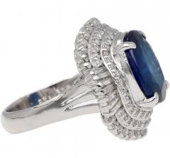 GIA Certified 6 75 Carat Oval Blue Sapphire and Diamond Ballerina Ring - 3843106