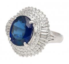 GIA Certified 6 75 Carat Oval Blue Sapphire and Diamond Ballerina Ring - 3843124