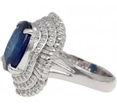 GIA Certified 6 75 Carat Oval Blue Sapphire and Diamond Ballerina Ring - 3843131