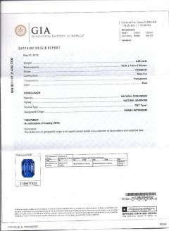 GIA Certified 6 Carat Emerald Cut No Heat Burma Blue Sapphire Diamond Ring - 3549743