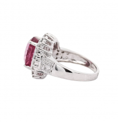 GIA Certified 7 60 Carat No Heat Pink Spinel and Diamond Ring in Platinum - 3649273