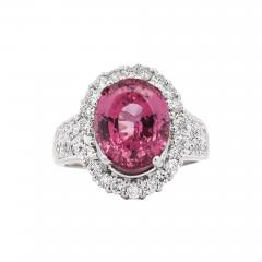 GIA Certified 7 60 Carat No Heat Pink Spinel and Diamond Ring in Platinum - 3652498