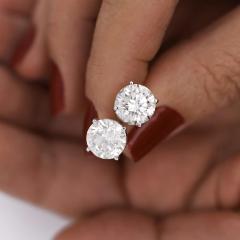 GIA Certified 8 02 Carat TW Natural Round Cut Diamond Stud Earrings - 3991415