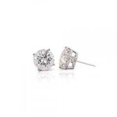 GIA Certified 8 02 Carat TW Natural Round Cut Diamond Stud Earrings - 3991436