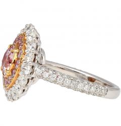 GIA Certified Fancy Pink 3 1 CTW Diamond Double Halo Ring - 3644268