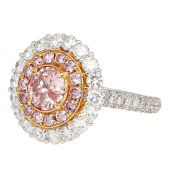 GIA Certified Fancy Pink 3 1 CTW Diamond Double Halo Ring - 3644327