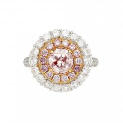 GIA Certified Fancy Pink 3 1 CTW Diamond Double Halo Ring - 3644949