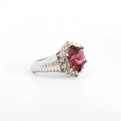 GIA Certified Hexagon Cut Pink Tourmaline with Diamond Halo Star Shape Ring - 3515034