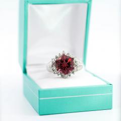 GIA Certified Hexagon Cut Pink Tourmaline with Diamond Halo Star Shape Ring - 3515037