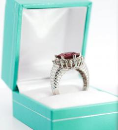 GIA Certified Hexagon Cut Pink Tourmaline with Diamond Halo Star Shape Ring - 3515047