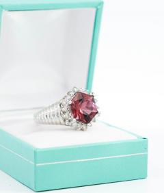 GIA Certified Hexagon Cut Pink Tourmaline with Diamond Halo Star Shape Ring - 3515053