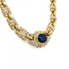 GIA Certified No Heat Blue Sapphire 18k Gold Cable Chain Choker Necklace 15 5  - 3597126