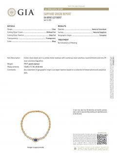 GIA Certified No Heat Blue Sapphire 18k Gold Cable Chain Choker Necklace 15 5  - 3597152