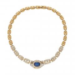 GIA Certified No Heat Blue Sapphire 18k Gold Cable Chain Choker Necklace 15 5  - 3631998