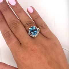 GIA Certified Oval Cut 9 5 Carat Natural Aquamarine Vintage Retro Ring - 3519100