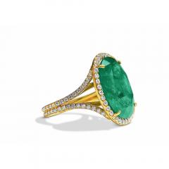 GIA certified 10 Carat Oval Cut Emerald set in 18k solid gold ring - 3632653