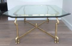 GILDED BRASS AND BRONZE COFFEE TABLE WITH OCTAGONAL BEVELED GLASS - 1242941