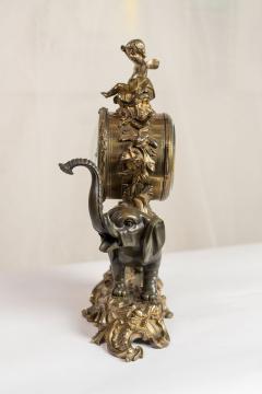 GILT BRONZE LOUIS XV STYLE ELEPHANT MANTEL CLOCK - 3022391