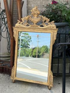 GILT CARVED WOOD NEOCLASSICAL FLORAL URN GREEK KEY CORNER MIRROR - 4274723