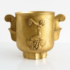 GILT SWEDISH ART DECO CAST IRON URN WITH HANDLES - 2038138