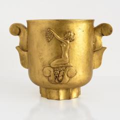 GILT SWEDISH ART DECO CAST IRON URN WITH HANDLES - 2038142