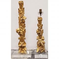 GILTWOOD HAND CARVED LAMPS ON ACRYLIC BASES ONE WITH ADJUSTABLE HEIGHT PAIR - 797773