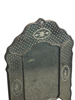 GLAMOROUS FANCY EDGE ITALIAN ETCHED MIRROR WITH WONDERFUL PATINA - 4496632