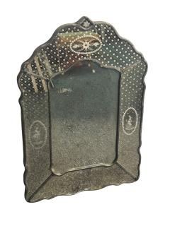 GLAMOROUS FANCY EDGE ITALIAN ETCHED MIRROR WITH WONDERFUL PATINA - 4496635