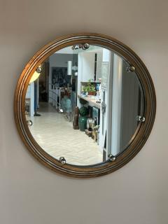 GLAMOROUS ROUND SILVERED GOLD WOOD ART DECO GLASS BALL MIRROR - 2122992