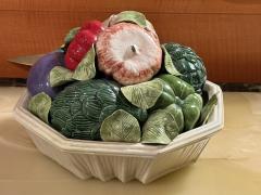 GORGEOUS ITALIAN CERAMIC EXOTIC VEGETABLE BASKET CENTERPIECE - 4324169