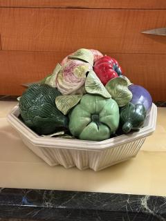 GORGEOUS ITALIAN CERAMIC EXOTIC VEGETABLE BASKET CENTERPIECE - 4324173