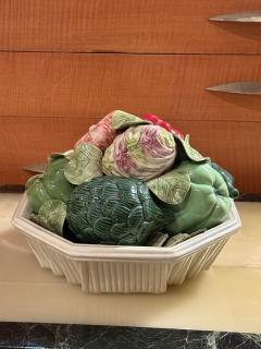 GORGEOUS ITALIAN CERAMIC EXOTIC VEGETABLE BASKET CENTERPIECE - 4324175