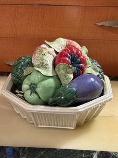 GORGEOUS ITALIAN CERAMIC EXOTIC VEGETABLE BASKET CENTERPIECE - 4324176