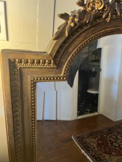 GRAND 19TH CENTURY GILTWOOD MIRROR WITH BIRD ARROWS TORCH CREST - 2882542