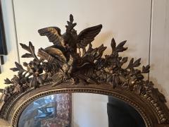 GRAND 19TH CENTURY GILTWOOD MIRROR WITH BIRD ARROWS TORCH CREST - 2882544