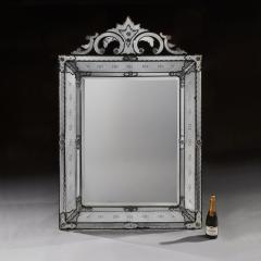 GRAND 19TH CENTURY VENETIAN MURANO BEVELLED GLASS WALL MIRROR - 2553942