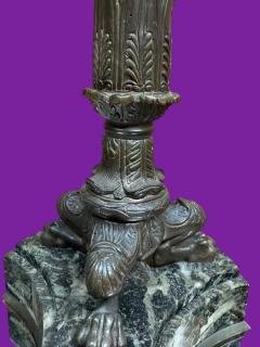 GRAND TOUR BLACK MARBLE BRONZE NAPOLEON CANDLESTICKS - 4496136