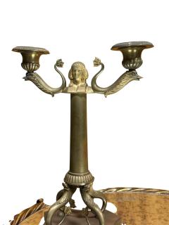 GRAND TOUR PAIR OF DORE BRONZE EGYPTIAN REVIVAL TWO CANDLE CANDELABRA - 4495648